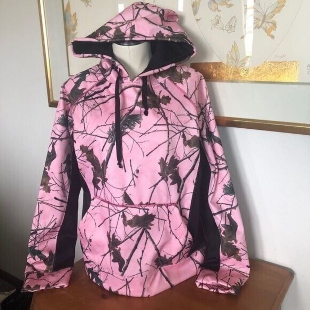 Trail Crest Women's Large NWOT Fleece Lined Water‎ Resistant Pink Camo Hoodie